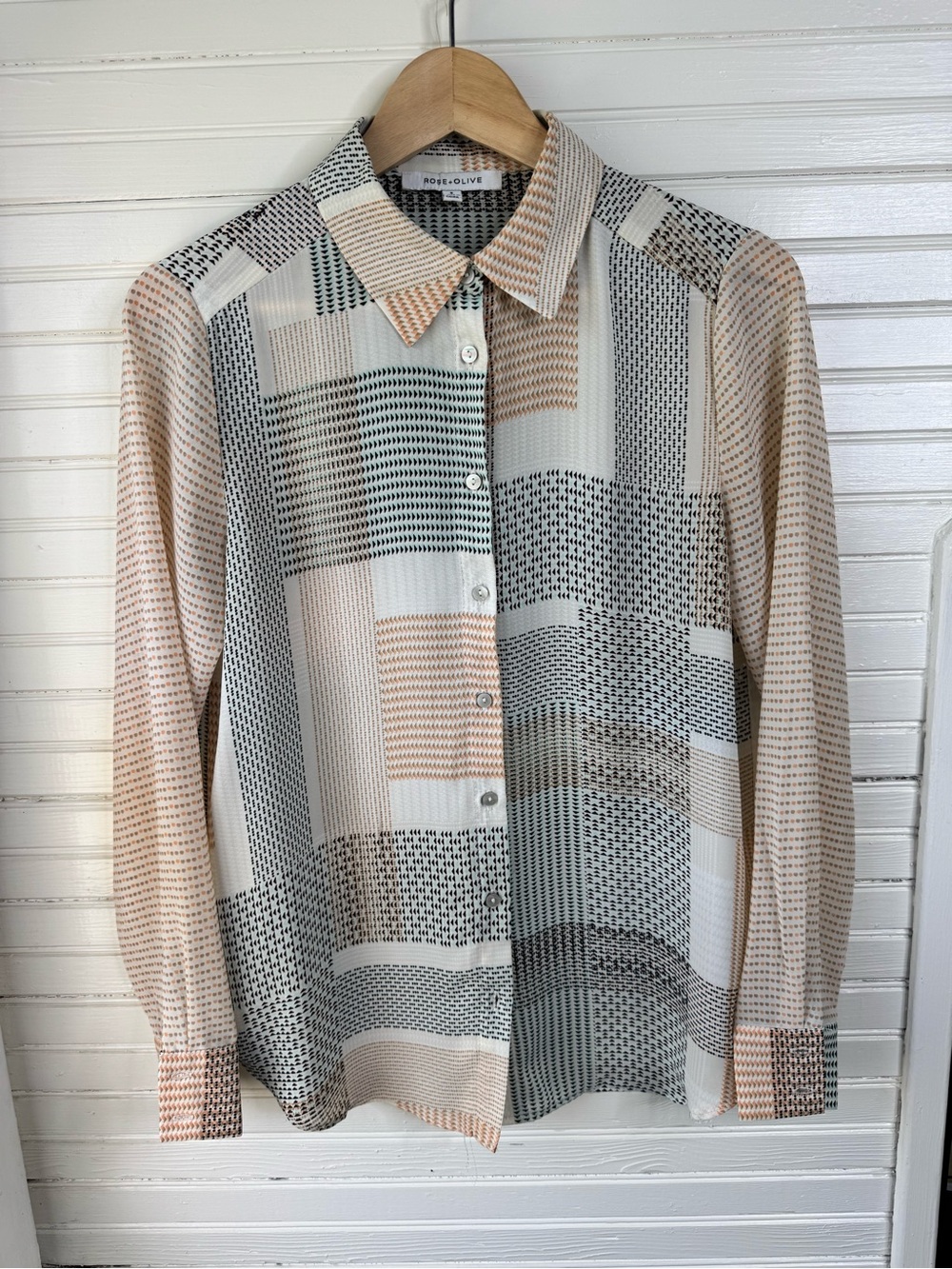 Rose & Olive geometric print top - Small